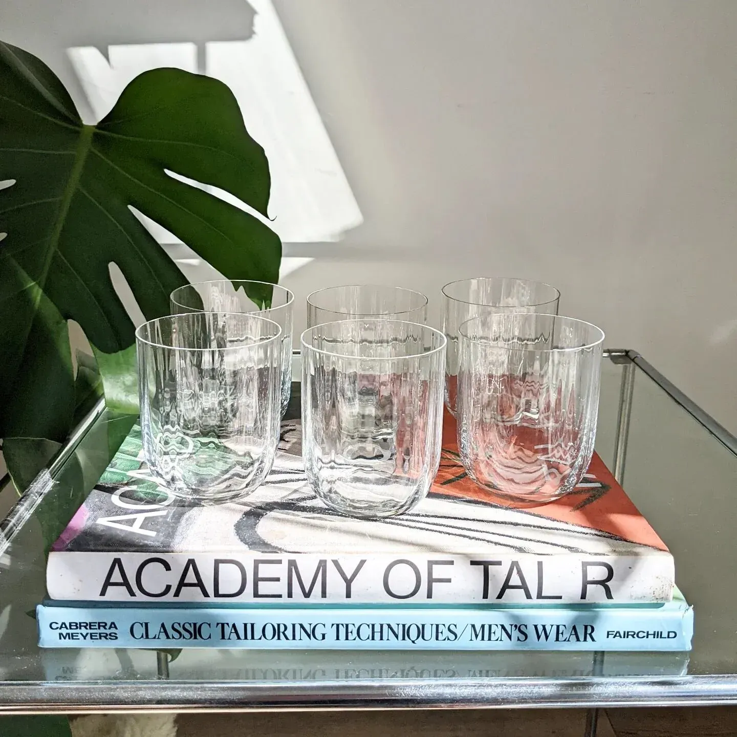 Crystal ballin'. Set of six crystal glasses with subtle ridges